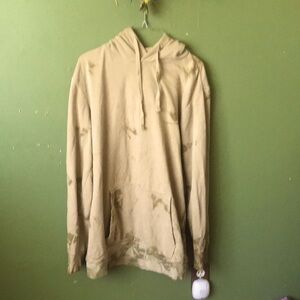 Men Brown and Green Tie Dye Hoodie Size L